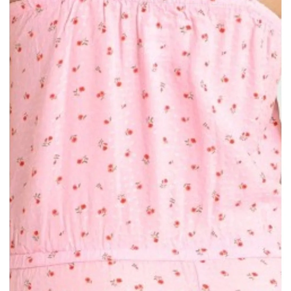 Cat And Jack Romper Girls XL 14 floral pink Ruffle Stretch Sleeveless
